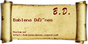 Bablena Dénes névjegykártya